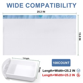 100 Count Cat Litter Box Liners and Bags for Automatic Cat Litter Boxes,Waterproof Easy Cleanup,Heavy Duty,Unscented,Hypoallergenic & Pet-Safe