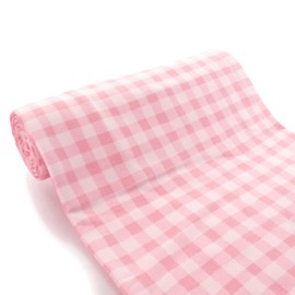 Pink Gingham Plaid DBP Fabric - Double Brushed Polyester 4 Way Stretch - 1 yard