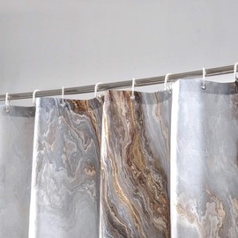 COSEVIER Shower Curtain Marble Texture for Bathroom, Brown Polyester Fabric Waterproof Bathroom Decor,72 x 96 Inch,Extra Long Size