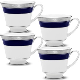 Noritake Crestwood Cobalt Platinum Cup, 8 oz., Set of 4 in Blue/White