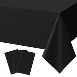 MRJ 3 Pack White Plastic Table Cloth 54 x 108 Inch Disposable Rectangle Waterproof Table Cover for Birthday Baby Shower Wedding