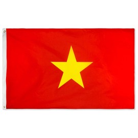 DANF North Vietnam Flag 3x5 Foot Vietnamese Vietnamese Eed Flags Polyester with Brass Grommets 3 X 5 Ft