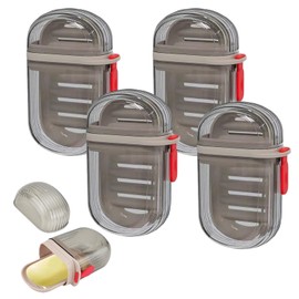 FHUIEWRY Travel Soap Case, Portable Soap Container with Lid for Traveling Leak Proof, Draining Soap Box with Soap Bag Bar Soap Dispenser for Gym, School, Camping, Trip, Outdoor (Brown, 4pc)