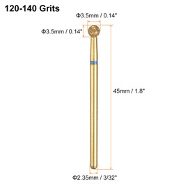 sourcing map 12pcs 120-140 Grits Diamond Grinding Bit 3.5mm Ball Head 2.35mm Shank 3.5mm Length Titanium Plated Stone Sanding Drill Bits Rotary Tool for Nails Grinding Polishing