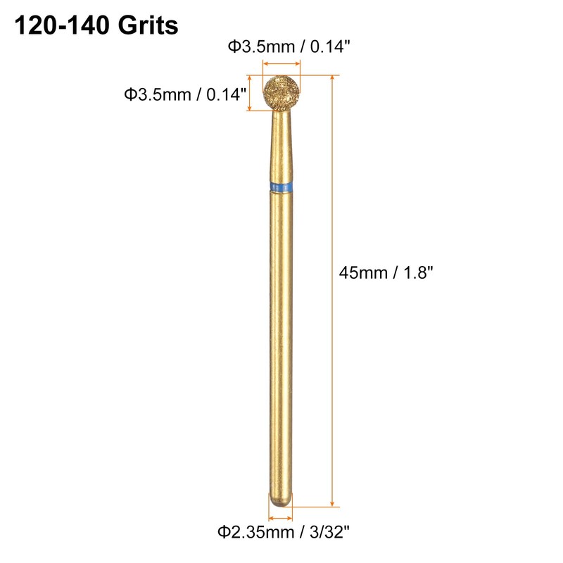 sourcing map 12pcs 120-140 Grits Diamond Grinding Bit 3.5mm Ball