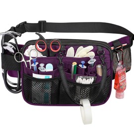 SITHON Nurse Fanny Pack with Tape Holder, Multi Compartment Medical Gear Pocket Nursing Organizer Belt Bag, Apron Hip Bag Utility Waist Pack for Stethoscopes Bandage Scissors Medical Supplies (Purple)