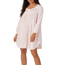 Eileen West Queen Anne's Lace Heirloom Dream Short Robe for Women, Long Sleeves, 100% Cotton Lawn, 36-Inch Length,