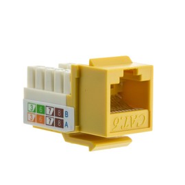CableWholesale Cat6 Keystone Jack, Yellow, RJ45 Female to 110 Punch Down