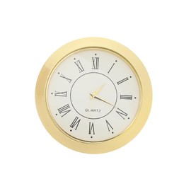 PATIKIL 2-1/8 Inch (55mm) Quartz Clock Insert, Miniature Round Quartz Movement Mini Roman Numeral Clock Fit 45mm/1.77 Inch Diameter Hole for Home, Gold Tone