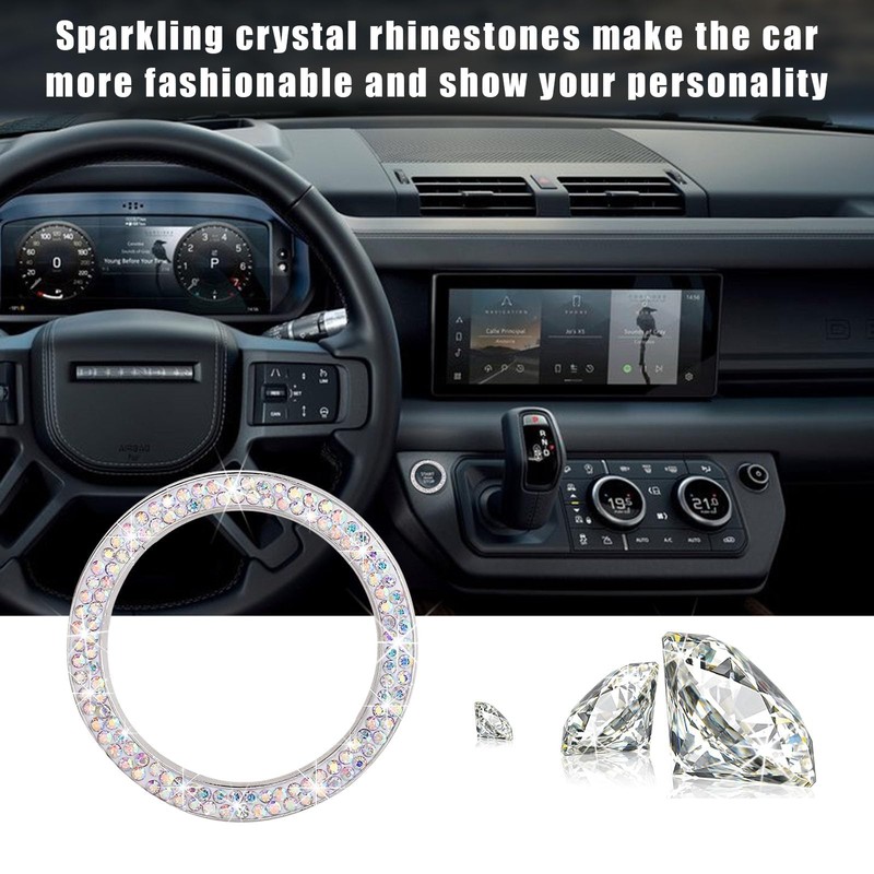 Bling Crystal Double Rhinestone Car Engine Start Decoration Ring, Sparkling