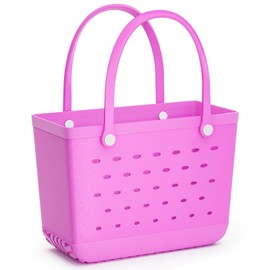 WOOWAVE Beach Bag Rubber Tote, Waterproof Sandproof Open Hand Bag for Swim Pool Beach Travel