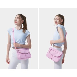 Iilyswee Crossbody Bag for Women, 5L All Night Festiva Bag Adjustable Strap Purse, Nylon Handbags for for Work College Gym Travel Casual Outdoor, Peony Pink