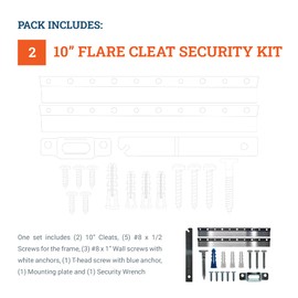 French Cleat Security Hanging Kit 10 Inch - 2 Pairs - Supports 50 lbs - Picture Hanging Hardware with Anti-Theft Security Screws