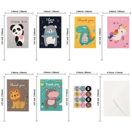 Gyufise 36Pcs Jungle Animal Theme Thank You Cards Thank You Notes with 36Pcs Envelopes and Stickers Baby Shower Thank You Cards Wedding Thank You Cards for Wedding Baby Shower Bridal Shower