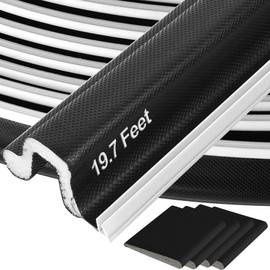 Kerf Door Weather Stripping 19.7 Ft V-Shaped Door Seal Strip for Large Gap Front Door Frame Extra Thick Sealers Replacement Exterior Entry Door Jamb Gasket Easy Installation (Black, 4 Gaskets)