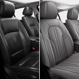 MINGBRON Car Seat Covers Front Seats, Comfortable Leather Car Seat Covers, Waterproof Front Seat Covers for Cars, Luxury Automotive Seat Protecor Covers for Most Sedans SUV Pick-up Truck (Gray)