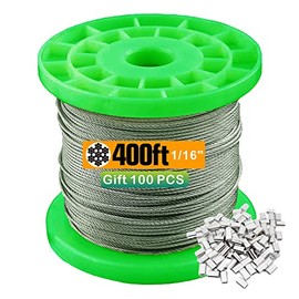 T304-Stainless Steel 1/16'' Wire Rope,7x7 Strand Core (400ft)
