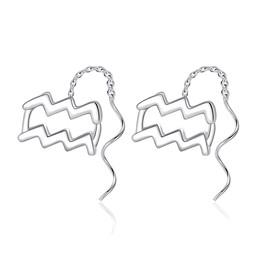 Libra Leo Escorpio Constelación Símbolo Colgando Alambre Corto Pendientes de Plata Signo del Horóscopo del Zodíaco Cadena Cadena Cadena Enlace Pendientes, Sin gemas.,