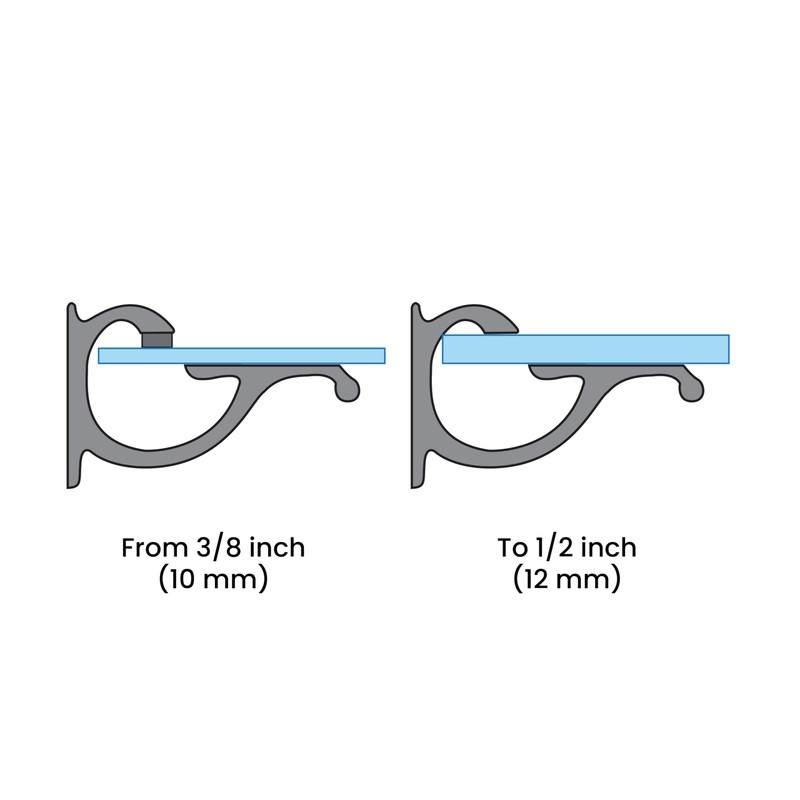 Dulles Glass Floating Shelf Brackets, Designer Heavy Duty, Chrome, for