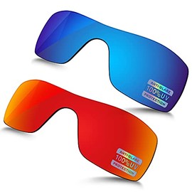 Bowyer Replacement Lenses Compatible with Oakley Batwolf OO9101 Sunglasses - Ice Blue + Fire Red