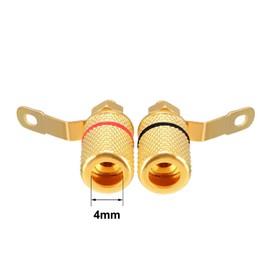 Maxmoral 4pcs 4mm Banana Jack Binding Post Gold Plated Female Socket Plug Terminal Connector for Loudspeaker Amplifier (2X Red + 2X Black)
