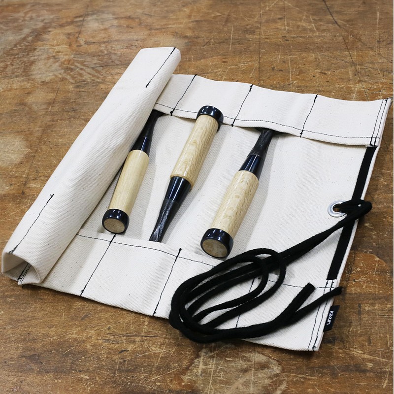 KAKURI Chisel Roll Up Pouch, Heavy-Duty Canvas, 12 Pockets Tool