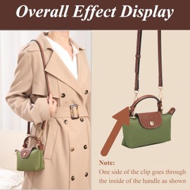 2-Pack Mini Bag Strap for Longchamp, Longchamp Bag Insert Organizer, Shoulder Strap No Punch Adjustable Buckle Design, Multi-Pocket Felt Tote Organizer for Small Handbag Organizer（0.9）