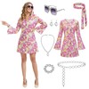 70s Disco Outfits Hippie Clothes Dress,7 PCS 70s Outfits Costume