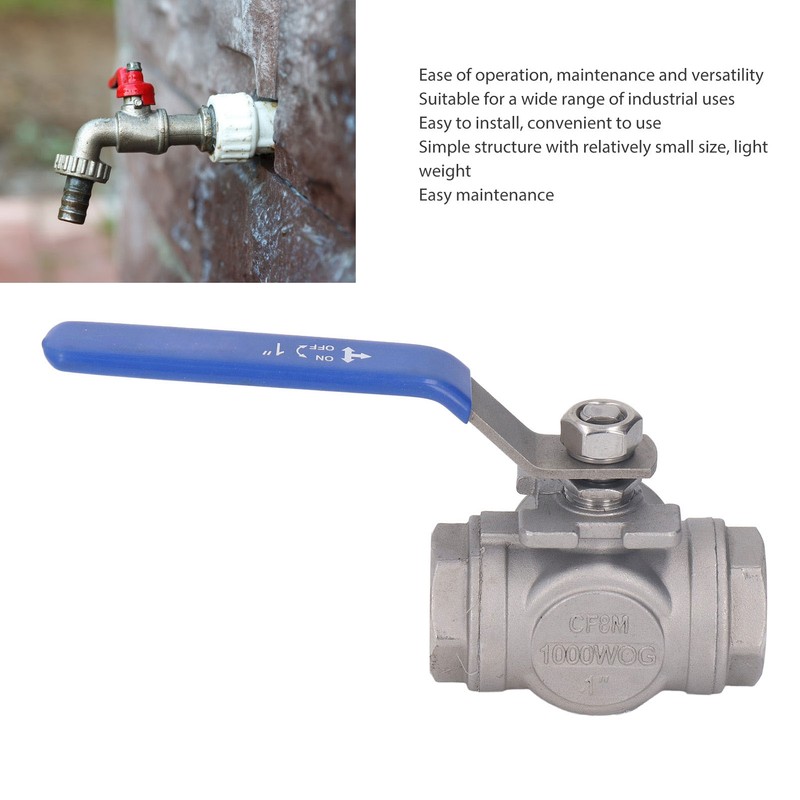 3 Way Ball Valve 1in 304 Stainless Steel Female T