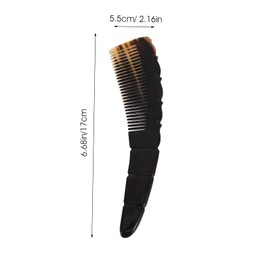 Gatuida Black Floral Ox Horn Comb Portable 20x5.5cm Hairdressing Tool Handle for Scalp Massage and Styling for Hair Types