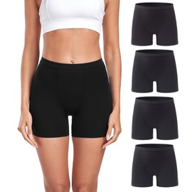 wirarpa Women's Modal Boy Shorts Panties Black Soft Microfiber Boxer Briefs Underwear 4 Pack XX-Large