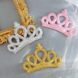 Sophia Glitter Crown Decoration Ribbon Hair Accessory Clothing Gift Wrapping Party Supplies Interior Props Decoration Materials DIY / 소피아 글리터 왕관 장식 리본 헤어악세사리 의류 선물포장 파티용품 인테리어 소품 장식 부자재 셀프 diy