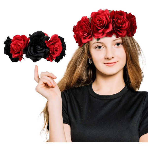 3omething New Diadema de corona de rosas con diseño de