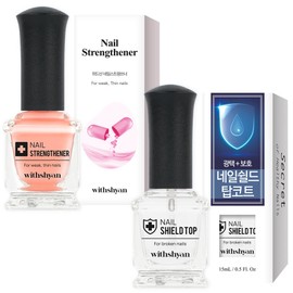 With Shan Custom Care Strengthener for brittle and weak nails + shield top 2-piece set, 1 piece / 위드샨 맞춤 케어 잘 부러지고 약한 손톱용 스트랭쓰너 + 쉴드 탑 2종 세트, 1개