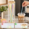 Acrylic Straw Dispenser with Bamboo Lid 25cm Clear Straw Holder