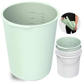 Dxmnoly 5 Gallon Silicone Bucket Liner - Reusable Measuring Mixing Liner for Concrete, Mortar, Grout, Paint - Food Grade Non-Stick with Measurement Marks - Easy to Clean & Durable (Light Green)
