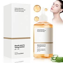 HNTCSR Ácido Glicólico 7% Toning Solución 240ml, Tónico reafirmante exfoliante y revitalizante, Tónico revitalizante con 7% de ácido glicólico para atenuar manchas oscuras y acné