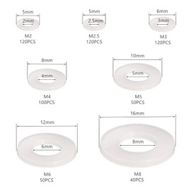 600 PCS M2-M8 Nylon Flat Washers,White Washers,Plastic Washers,Nylon Spacers (White)