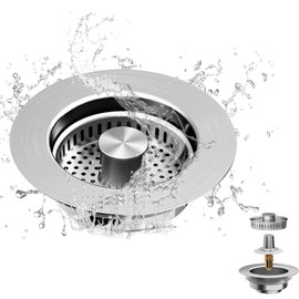 Niaciswe Pop-up Kitchen Sink Plug 3-in-1 Kitchen Sink Strainer Kitchen Sink Plug Clog-proof Pop Up Sink Plug 3-in-1 Plug for Sink, Depth > 37 mm