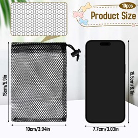 Sliverdew 10PCS Small Mesh Bags Drawstring Black Mesh Drawstring Bag Mini Nylon Net Bag with Drawstrings Small Travel Stuff Bags 6 x 4 inch