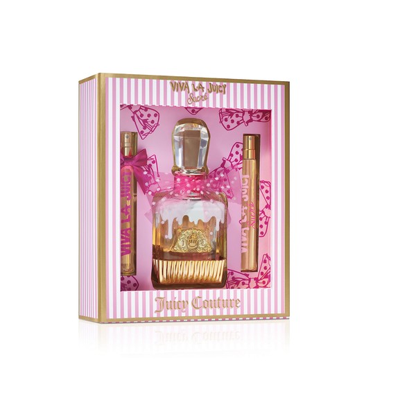 Juicy Couture, 3 Piece Fragrance Set Viva La Juicy Sucré Eau De Parfum, Women's Perfume Set Includes EDP Spray Perfume & Two Mini Perfumes - Fruity & Sweet Travel Perfume for Women
