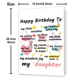 MQMRYeto Lovely Daughter Birthday Card,Happy Birthday Cards for Daughter from Mom Dad,Cute Gifts Idea for Her,Bday Decoration for Girls