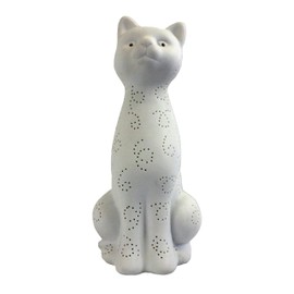 Simple Designs LT3056-WHT White Porcelain Animal Shaped Table Lamp, Kitty Cat