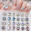 Sucodver Nail Parts Stone Heart Square Rectangle Glitter Clear Large
