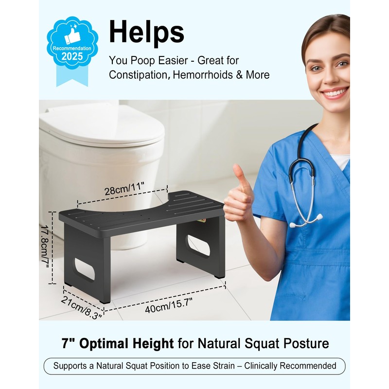 Yose Toilet Stool Foldable, 7 Inch Poop Stool for Bathroom,
