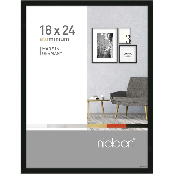 nielsen Bilderrahmen, 18 x 24 cm, Aluminium, Schwarz glanz, Fotorahmen