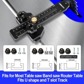 Puriwood Thin Rip Jig Table Saw Guide – Repetitive Narrow Strip Cutting Tool, Fits 3/4" x 3/8" T Slot&U, Laser-Etched Scale Cutting Guide with One-Way Bearing, Works with Table Saw, Router, Band Saw