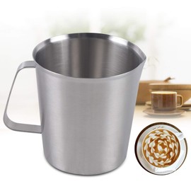 Measuring Jug Stainless Steel Milk Jug 2 Measuring Scales Including ML Scale & Ounce Scale, 304 Stainless Steel Measuring Cup with Handle Marking (1.0 Litres)