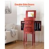 Standing Jewelry Armoire with 3 Drawers Mirror Wood Storage Cabinet