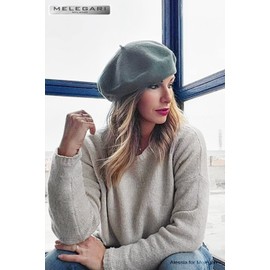 MELEGARI Beret for Women, 100% Wool, Margie Beret, Made in EU, Oil 298